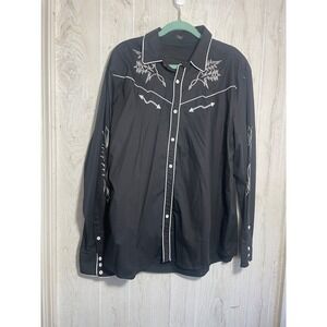 COOFANDY Men's Western Cowboy Embroidered Long Sleeve Button Down Shirt XXL